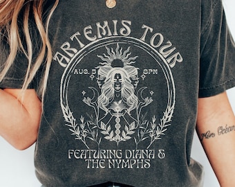 Retro Artemis Shirt Vintage Band Tee Selene Moon Goddess Greek Mythology Shirt Poet Shirt Greek Goddess Light Academia Shirt Greek Apparel