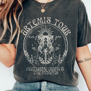 Retro Artemis Shirt Vintage Band Tee Selene Moon Goddess Greek Mythology Shirt Poet Shirt Greek Goddess Light Academia Shirt Greek Apparel