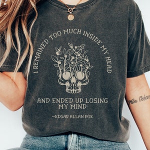 Edgar Allan Poe Skull Shirt Poet Shirt Bookish Crewneck Edgar Allen Poe Dark Academia Shirt Dark Cottagecore Booktok Merch Goblincore Shirt