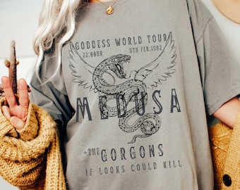 Medusa Distressed Band T-Shirt Vintage Band T-Shirt Schlange Shirt griechische Mythologie griechische Göttin Medusa Shirt griechische Kleidung Licht Academia Shirt