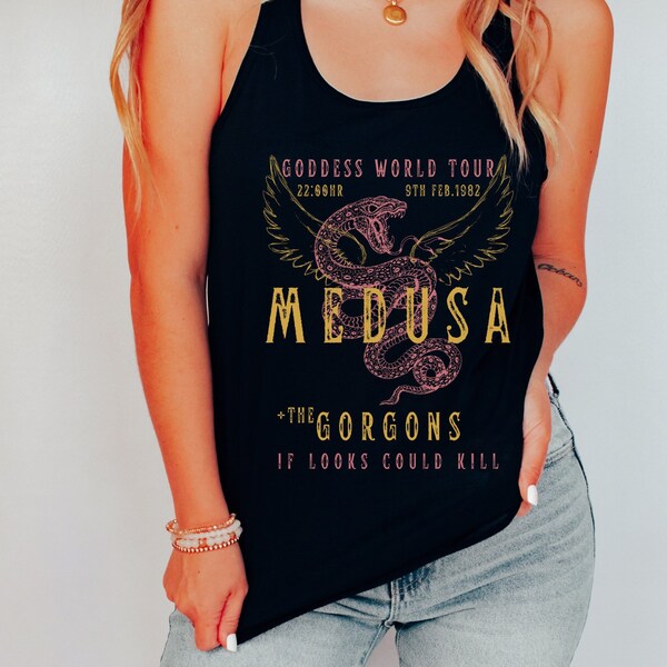 Medusa Distressed Band Tee Vintage Band T Shirt Snake Shirt Greek Mythology Greek Goddess Medusa Shirt Aesthetic Tank Top Grunge Fairycore