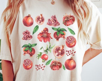 Pomegranate Shirt Fruit Shirt Cottage Core Shirt Cottagecore Clothes Botanical Shirt Fruity Shirt Fruit Sweater Pomegranate Clothing
