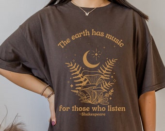 Shakespeare Shirt Poet Shirt Mushroom Shirt Bookish Shirt Mystical Shirt  Literary Shirt Dark Academia Shirt Dark Cottagecore Mushroom Top