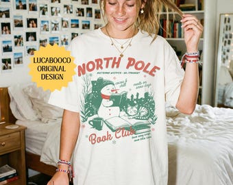 North Pole Book Club Comfort Colors® Seasons Readings Book Related Gifts Retro Snowman Sweatshirt Book Worm Gift Booklovergift One More Page