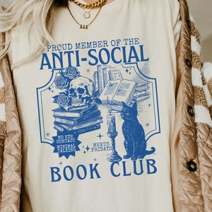 Comfort Colors Anti-Social Introvert Shirt Book Club Shirt Bookish Merch Booktok Merch Bookish Crewneck Book Lover Gift Book Worm Gifts