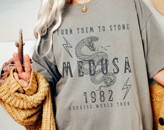 Medusa Vintage Band T Shirt Snake Shirt Distressed Band Tee Greek Mythology Greek Goddess Medusa Shirt Greek Apparel Feminism Shirt