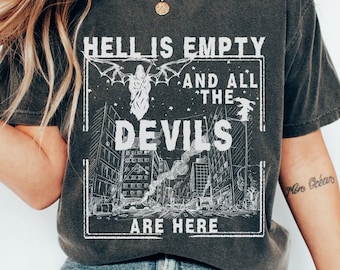 Shakespeare Shirt Hell Is Empty Tempest Goth Shirt Alt Clothing Bookish Merch Bookish Crewneck Satan Shirt Dark Academia Shirt Poet Shirt