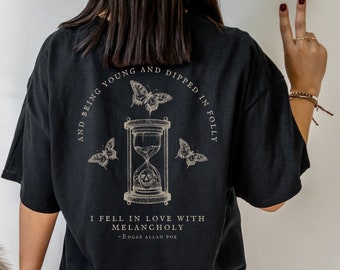 Edgar Allan Poe Skull Shirt Poet Shirt Bookish Shirt Dark Academia Shirt Dark Cottagecore Poe T Shirt Goblincore Shirt Goth Shirt Y2K Shirt