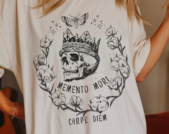 Memento Mori Shirt Dark Cottagecore Moth Shirt Carpe Diem Goblincore Shirt Bookish Shirt Witchy Shirt Skull Shirt Comfort Colors