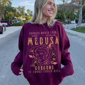 Medusa Sweatshirt Medusa Distressed Band Tee Snake Sweater Greek Mythology Greek Goddess Greek Apparel Medusa Costume Medusa Shirt