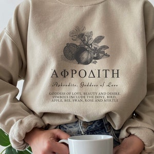 Aphrodite Greek Sweatshirt Goddess Of Love Greek Apparel Bookish Sweatshirt Greek Mythology Poet Shirt Greek Goddess Light Academia