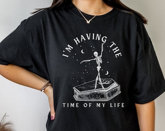 Skeleton Shirt Dancing Skeleton Y2k Shirt Mystical Shirt Gothic Clothes Morbid Shirt Witchy T Shirt Pastel Goth Shirt Goth Top Skeleton Tee