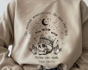 Edgar Allan Poe Goblincore Clothing Mushroom Sweatshirt Bookish Sweatshirt Dark Academia Forestcore Clothing Gothic Hoodie Y2k Sweatshirt