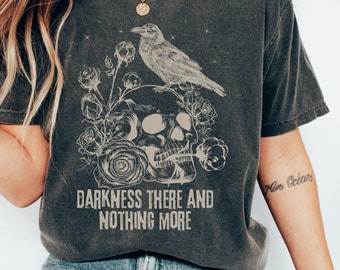 Edgar Allan Poe Skull Shirt Poet Shirt Bookish Shirt Dark Academia Dark Cottagecore Poe T Shirt Goblincore Shirt Raven Shirt Gothic Clothes