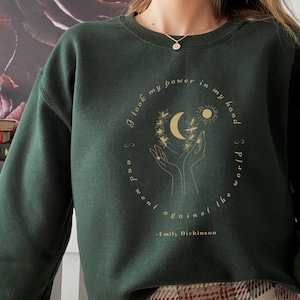 Emily Dickinson Bookish Sweatshirt Dark Academia Clothing Poet Shirt Reading Sweatshirt Books Sweatshirt Literature Clothing Moon Sweatshirt