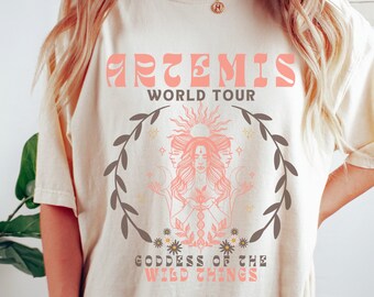 Retro Artemis Shirt Vintage Band Tee Selene Moon Goddess Greek Mythology Shirt Poet Shirt Greek Goddess Light Academia Shirt Greek Apparel