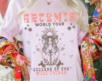 Retro Artemis Shirt Vintage Band Tee Selene Moon Goddess Greek Mythology Shirt Poet Shirt Greek Goddess Light Academia Shirt Greek Apparel