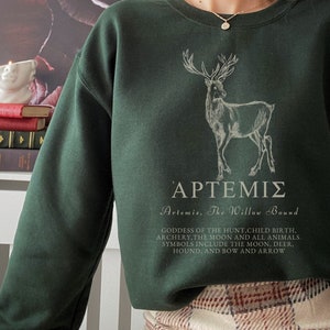 Artemis Goddess Moon Goddess Greek Mythology Selene Greek Goddess Light Academia Sweater Greek Apparel Academia Clothing Bookish Sweatshirt