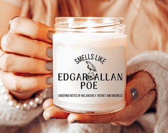 Edgar Allan Poe Literary Candles Bookish Candles Edgar Allen Poe Book Candle Dark Academia Candle Gothic Candle Book Themed Candles Booktok