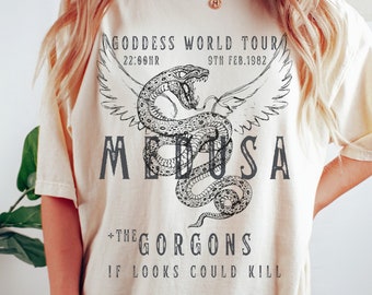 Medusa Distressed Band T-Shirt Vintage Band T-Shirt Schlange Shirt griechische Mythologie griechische Göttin Medusa Shirt griechische Kleidung Licht Academia Shirt