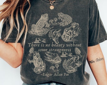 Frog Shirt Edgar Allan Poe Goblincore Shirt Mushroom Shirt Cottagecore Shirt Dark Academia Shirt Forestcore Clothing Comfort Colors Shirt