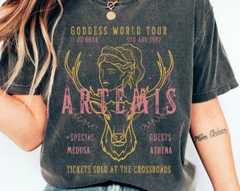 Comfort Colors Artemis Shirt Medusa Shirt Athena Shirt Distressed Band Tee Goddess Shirt Greek Mythology Shirt Greek Apparel Mythical Shirt