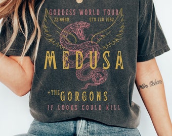 Medusa Distressed Band Tee Vintage Band T Shirt Snake Shirt Greek Mythology Greek Goddess Medusa Shirt Greek Apparel Grunge Fairycore