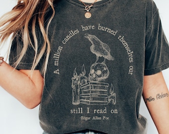 Edgar Allan Poe Skull Shirt Poet Shirt Bookish Shirt Dark Academia Shirt Dark Cottagecore Poe T Shirt Comfort Colors Raven Shirt Goth Shirt