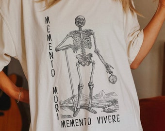 Camisa Memento Mori Camisa Esqueleto Memento Vivere Colores Confortables Ropa Gótica Camisa Memento Mori Grunge Camisa Momento Mori Esqueleto T-shirt