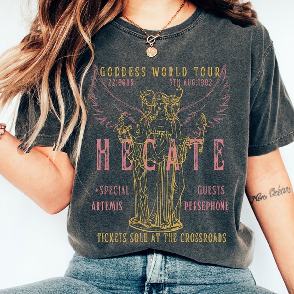 Comfort Colors Goddess Hecate Distressed Band Tee Greek Mythology Shirt Greek Apparel Triple Goddess Shirt Mythical Shirt Hecate Shirt
