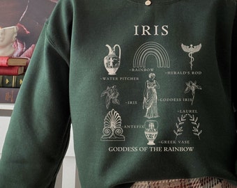 Iris Greek Goddess Greek Sweatshirt Light Academia Sweater Greek Apparel Greek Gods Greek Mythology Cottage Core Sweater Cottagecore Sweater
