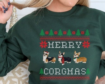 Pull De Noël Humour Corgi - Sweatshirt Merry Corgmas Santa Corgi - Cadeau Fun Pour Amoureux Des Chiens - 9