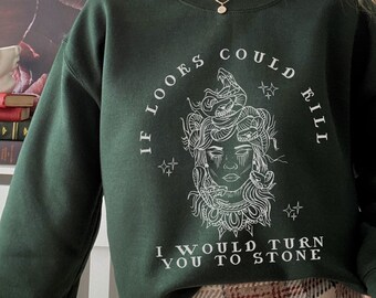 Pull Medusa, mythologie grecque, déesse grecque, livres livresques, vêtements grecs, sweat-shirt féminisme, cottagecore sombre, pull académique sombre