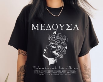 Medusa Shirt Ancient Greek Goddess Shirt Greek Mythology Medusa Costume Greek Apparel Snake Shirt Greek Gifts Feminine Energy Light Academia