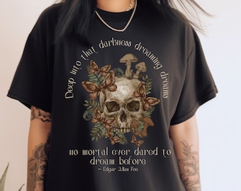 Edgar Allan Poe Whimsigoth Clothing Goblincore Shirt Edgar Allen Poe Moth Shirt Literature Shirt Whimsigoth Shirt Dark Academia Poet Shirt