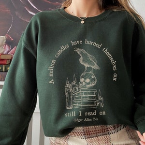 Edgar Allan Poe Raven Sweater Bookish Sweatshirt Goth Sweatshirt Poe T Shirt Dark Academia Sweater Edgar Allan Poe Gift Skull Sweatshirt
