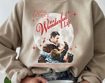 It&#39;s A Wonderful Life Holiday Apparel Lasso The Moon Christmas Crewneck George Lassos Moon Bedford Falls Christmas Movie Sweatshirt