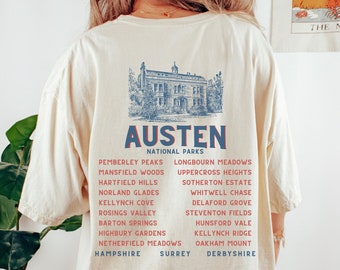 Comfort Colors Jane Austen Shirt National Park Shirt Pride And Prejudice Jane Austen Gifts Pemberley Mr Darcy Booklover Shirt Bookish Merch