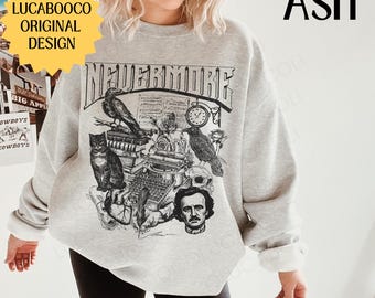 Nevermore Sweater Edgar Allan Poe Edgar Allan Poe Gifts Goth Clothes Raven Sweatshirt Dark Romance Poetcore Black Cat Whimsigoth Clothing