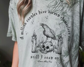 Comfort Colors Edgar Allan Poe Skull Shirt Poet Shirt Bookish Merch Dark Academia Shirt Dark Cottagecore Poe T Shirt Raven Shirt Goth Shirt