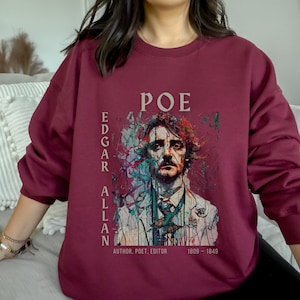 Edgar Allan Poe Bookish Crewneck Dark Academia Sweater Bookish Merch Goblincore Sweater Raven Sweater Edgar Allen Poe Gothic Clothes