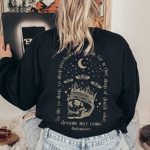 Shakespeare Darkcore Cottage Fee Grunge Schädel Sweatshirt Bookish Things Shakespeare Geschenke Dark Academia Kleidung Gothic Kleidung Buch Swag