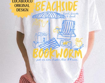 Beachside Bookworm Shirt Book Girl Summer Book Related Gifts Crab Shirt Booklover Gift Book Worm Shirt Booktrovert Smut Reader Bookclub Gift