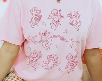 Camisa vintage de Cupido, camisa de San Valentín, camisa de Ángel, camisa Light Academia Coquette, camisa victoriana estética Royalcore, camisa cottagecore estética