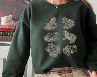 Kikkersweater Kikkertrui Goblincore-kleding Forestcore-kleding Goblincore-trui Kikkershirt Dark Academia Cottagecore-trui