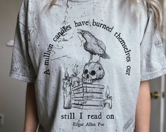Edgar Allan Poe Skull Shirt Poet Shirt Raven Shirt Goth Shirt Bookish Shirt Dark Academia Shirt Dark Cottagecore Poe T Shirt Comfort Colors