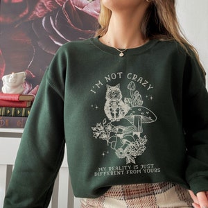 Alice In Wonderland We're All Mad Here Bookish Sweatshirt Lewis Carroll Dark Academia Hoodie Mad Hatter Cheshire Cat Mushroom Sweater