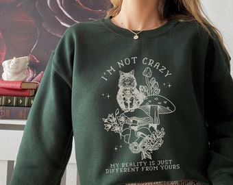 Alice In Wonderland We're All Mad Here Bookish Sweatshirt Lewis Carroll Dark Academia Hoodie Mad Hatter Cheshire Cat Mushroom Sweater