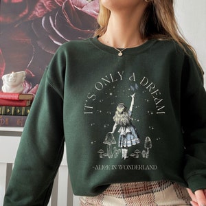 Alice In Wonderland Retro Sweater Bookish Sweatshirt Lewis Carroll Dark Academia Hoodie Mad Hatter Book Sweatshirt Literary Sweatshirts