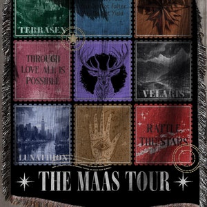 MaasTour Woven Blanket LICENSED Sarah J Maas Blanket Acotar Blanket SJM Blanket Throne Of Glass Book Blanket Acotar Decor Reading Nook Decor